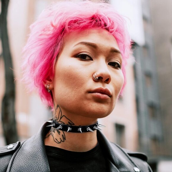 Gothic 2PC Faux Leather Choker Set – Adjustable 90s Tattoo Necklaces for Women - Picture 2 of 6